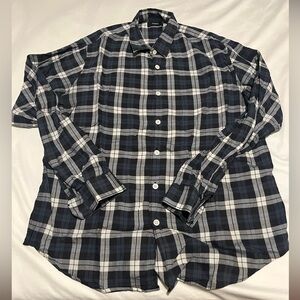 Theory Navy Plaid Shirt